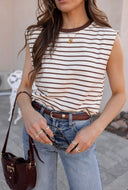 Say Something Stripe Ribbed Round Neck Tank Top