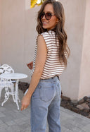 Say Something Stripe Ribbed Round Neck Tank Top