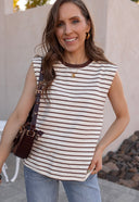 Say Something Stripe Ribbed Round Neck Tank Top