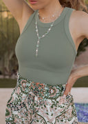 Niki Biki Ribbed High Neck Crop Top-Tanks-Rae Collective, Women's Online Fashion Boutique Located in Phoenix, Arizona (Scottsdale Area)
