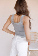 Sweet Escape Ruffle Lace Ribbed Button Tank