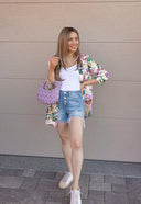 Risen Krissy Button Fly Frayed Hem Denim Shorts-Shorts-Rae Collective, Women's Online Fashion Boutique Located in Phoenix, Arizona (Scottsdale Area)