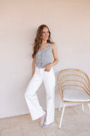 Sweet Escape Ruffle Lace Ribbed Button Tank