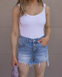 Risen Krissy Button Fly Frayed Hem Denim Shorts-Shorts-Rae Collective, Women's Online Fashion Boutique Located in Phoenix, Arizona (Scottsdale Area)
