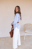 Stripe Boyfriend Chest Pocket Classic Denim Shacket