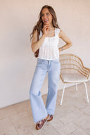 Soft Romance Eyelet Ruffle Top