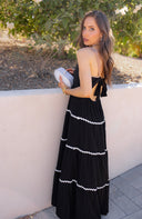 Midnight Grace Tiered Lace Accent Maxi Dress