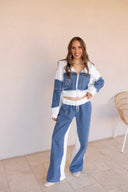90's Pop Star Two-Tone Denim Zip-Up Set