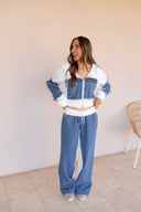 90's Pop Star Two-Tone Denim Zip-Up Set