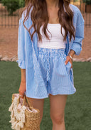 Bon Voyage Striped Button Down Top & Shorts Set-2 Piece Outfit Sets-Rae Collective, Women's Online Fashion Boutique Located in Phoenix, Arizona (Scottsdale Area)