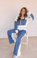 90's Pop Star Two-Tone Denim Zip-Up Set