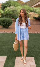 Bon Voyage Striped Button Down Top & Shorts Set-2 Piece Outfit Sets-Rae Collective, Women's Online Fashion Boutique Located in Phoenix, Arizona (Scottsdale Area)
