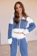 90's Pop Star Two-Tone Denim Zip-Up Set
