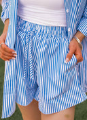 Bon Voyage Striped Button Down Top & Shorts Set-2 Piece Outfit Sets-Rae Collective, Women's Online Fashion Boutique Located in Phoenix, Arizona (Scottsdale Area)