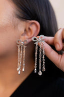 Stone Bundle Dangle Bow Earrings-Stud Earrings-Rae Collective, Women's Online Fashion Boutique Located in Phoenix, Arizona (Scottsdale Area)