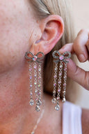 Stone Bundle Dangle Bow Earrings-Stud Earrings-Krush Kandy, Women's Online Fashion Boutique Located in Phoenix, Arizona (Scottsdale Area)