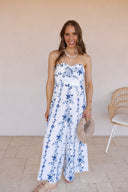Coastal Breeze Floral Strapless Flow Dress