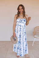 Coastal Breeze Floral Strapless Flow Dress