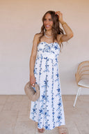 Coastal Breeze Floral Strapless Flow Dress