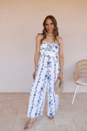 Coastal Breeze Floral Strapless Flow Dress
