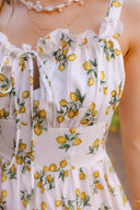 Sunlit Lemon Garden Flow Slit Maxi Dress