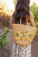 Sunshine Lemon Straw Tote Bag