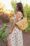 Sunlit Lemon Garden Flow Slit Maxi Dress