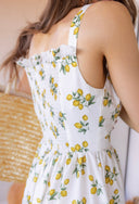 Sunlit Lemon Garden Flow Slit Maxi Dress