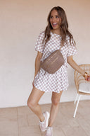 Just Go With It Checkerboard T Shirt and High Waist Skorts 2 Piece Outfit