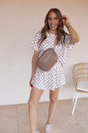 Just Go With It Checkerboard T Shirt and High Waist Skorts 2 Piece Outfit