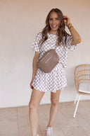 Just Go With It Checkerboard T Shirt and High Waist Skorts 2 Piece Outfit