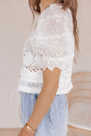 Cutie Crochet Button-Down Cropped Cardigan Blouse