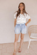 Cutie Crochet Button-Down Cropped Cardigan Blouse