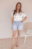 Cutie Crochet Button-Down Cropped Cardigan Blouse