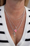 Opal Heart & Bow Layered Necklace-Necklaces-Krush Kandy, Women's Online Fashion Boutique Located in Phoenix, Arizona (Scottsdale Area)