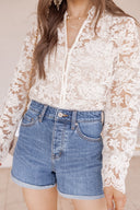Boho Dreams Floral Lace Long Sleeve Blouse