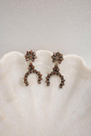 Sterling Silver & Stone Crowned Horseshoe Earrings-Drop Earrings-Rae Collective, Women's Online Fashion Boutique Located in Phoenix, Arizona (Scottsdale Area)