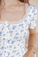 Blossom Charm Ruched Button Detail Top