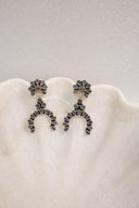 Sterling Silver & Stone Crowned Horseshoe Earrings-Drop Earrings-Rae Collective, Women's Online Fashion Boutique Located in Phoenix, Arizona (Scottsdale Area)