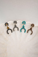 Sterling Silver & Stone Crowned Horseshoe Earrings-Drop Earrings-Rae Collective, Women's Online Fashion Boutique Located in Phoenix, Arizona (Scottsdale Area)