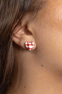 Checkmate Stone Heart Stud Earrings-Earrings-Rae Collective, Women's Online Fashion Boutique Located in Phoenix, Arizona (Scottsdale Area)