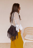 Meet Me at Coachella Suede Bucket Bag with Fringe