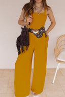 Sweet Sunshine Smocked Sleeveless Wide Leg Jumpsuit