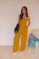 Sweet Sunshine Smocked Sleeveless Wide Leg Jumpsuit