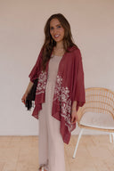 Floral Embroidered Stitch Kimono
