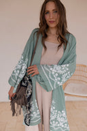 Embroidered Floral Vine Lightweight Kimono