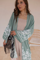 Embroidered Floral Vine Lightweight Kimono