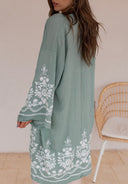 Embroidered Floral Vine Lightweight Kimono
