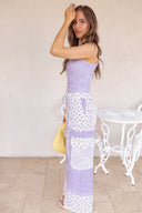 Relaxed Fit Lace Pants with Stitch Detail and Floral Pattern