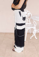 Relaxed Fit Lace Pants with Stitch Detail and Floral Pattern